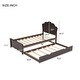 preview thumbnail 7 of 24, Twin Size Wood Platform Kids Bed with Headboard & Twin Size Trundle, Cappuccino