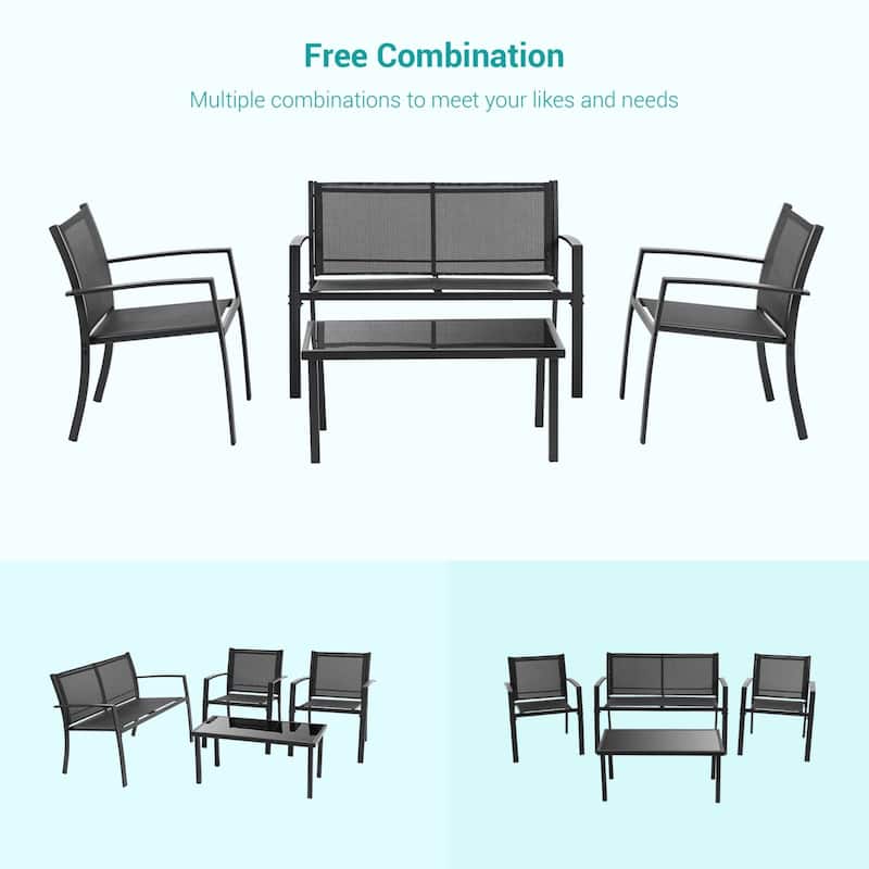 Bonosuki 4 Pieces Patio Furniture Sets Textilene Bistro Sets