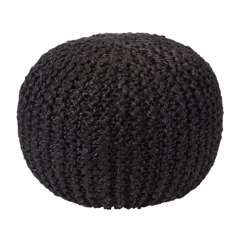 Azene Handmade Solid Cylinder Pouf - Black