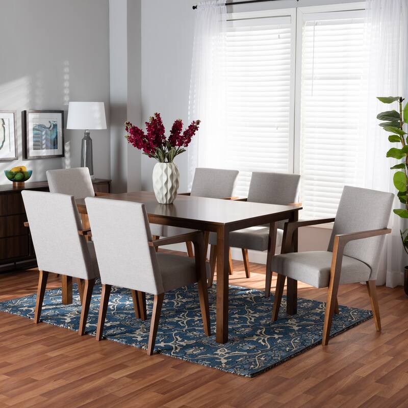 Glenda Mid-Century Modern 7-Piece Dining Set