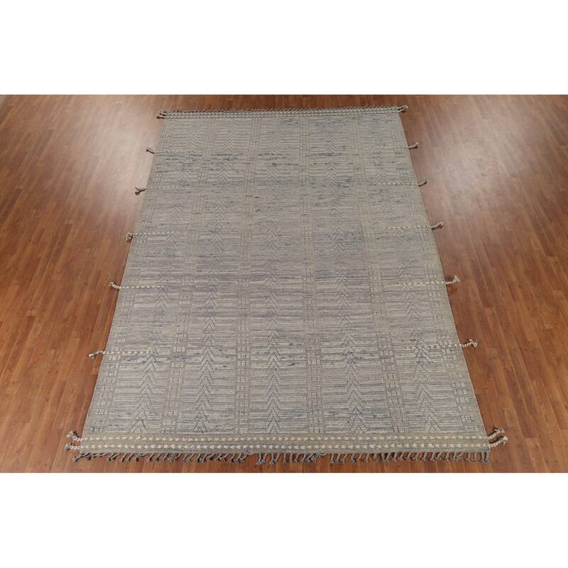 Grey Modern / Moroccan Area Rug Handmade Wool Carpet - 8'8"x 12'5"