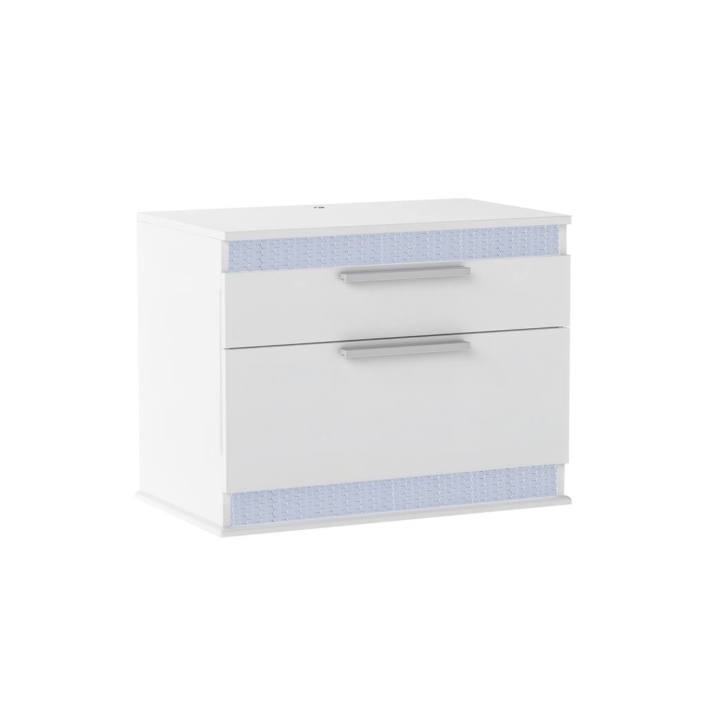 Somette Modern Gloss White 2-Drawer Night Stand
