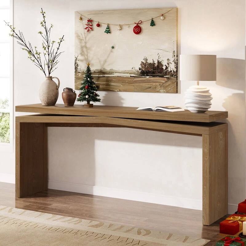 Rustic 65" Solid Wood Console Table for Farmhouse Entryway Living Room or Hallway Display Storage