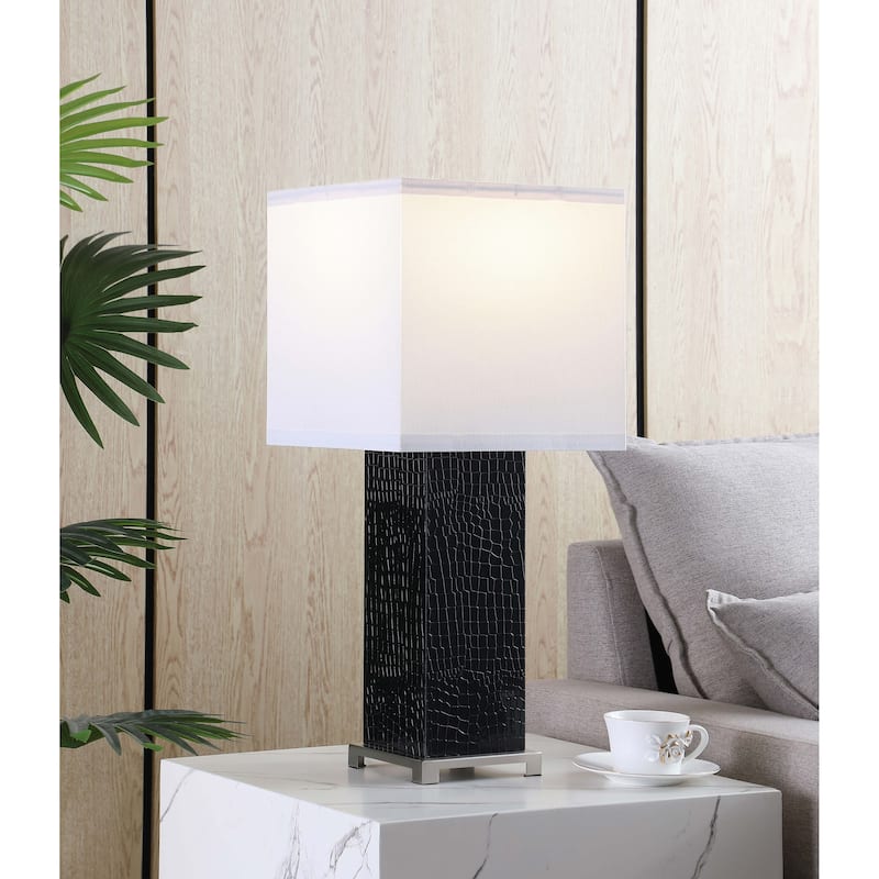 Bridle 25-inch Square Shade Faux Crocodile Table Lamp Black