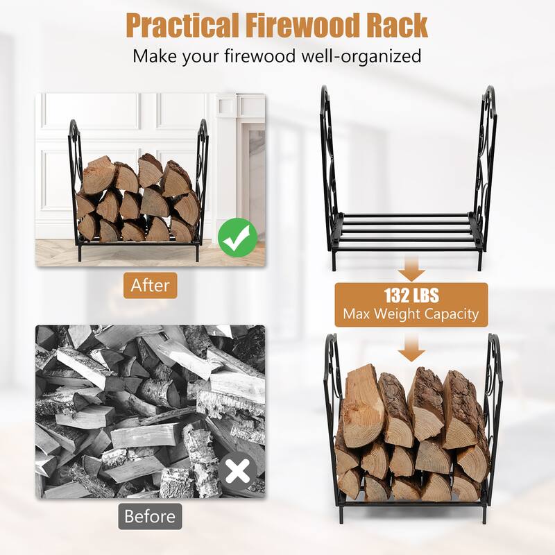 Costway 17'' Firewood Storage Rack Steel Firewood Storage Log Holder - See Details