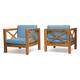 Option Teak Finish + Blue Cushion