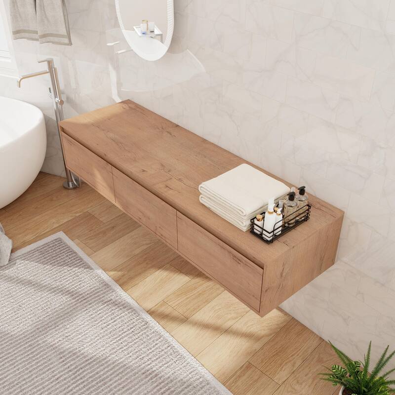 Beingnext 30"/60" Wall Mounted Bathroom Vanity with Sink, Floating Bathroom Vanity with Soft Close Drawer