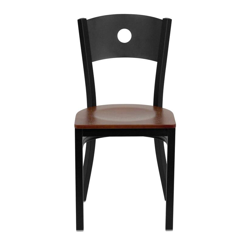 Black Circle Back Metal Restaurant Chair - 17.25"W x 20.25"D x 32.5"H