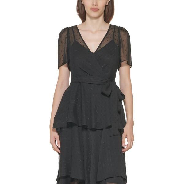 Calvin Klein Women's Clip Dot Tiered Ruffle Dress Black Size 6 - Bed Bath & Beyond - 40628141 Calvin Klein Women's Clip Dot Tiered Ruffle Dress Black Size 6 - Bed Bath & Beyond - 40628141