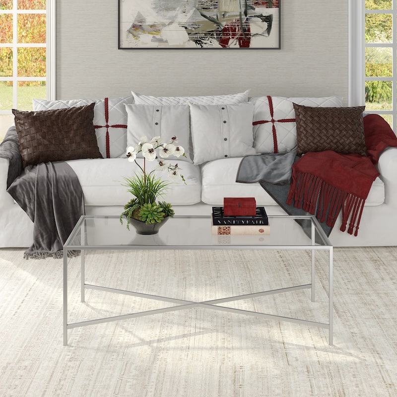 Henley 48'' Wide Rectangular Coffee Table with Glass Top