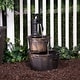 preview thumbnail 1 of 7, Alpine Corporation 27" Tall 2-Tier Barrel and Pump Waterfall Fountain, Bronze Finish
