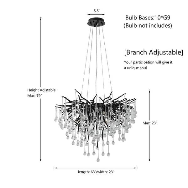 dimension image slide 0 of 2, KAYLA Modern Indoor Crystal Chandelier