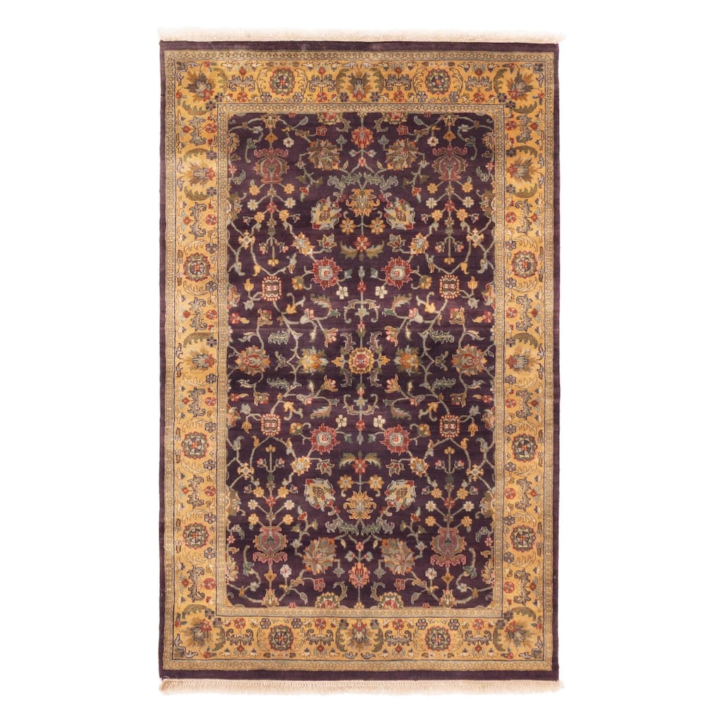 ECARPETGALLERY Hand-knotted Jamshidpour Dark Burgundy Wool Rug - 4'0 x 6'3