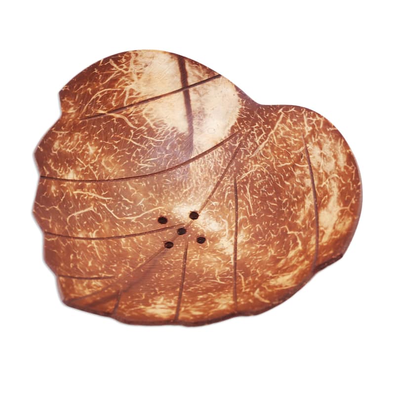 Novica Handmade Clean Love Coconut Shell Soap Dish - Brown