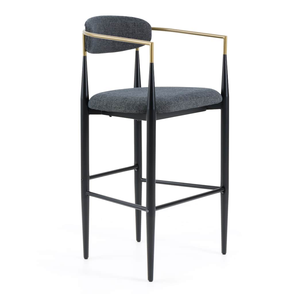 Modrest Buchtel Mid-Century Modern Dark Grey, Gold Arm & Black Bar Chair