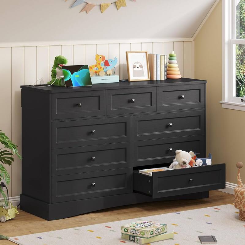 Bedroom Dresser Charging Station Storage Drawers Chest of Drawers