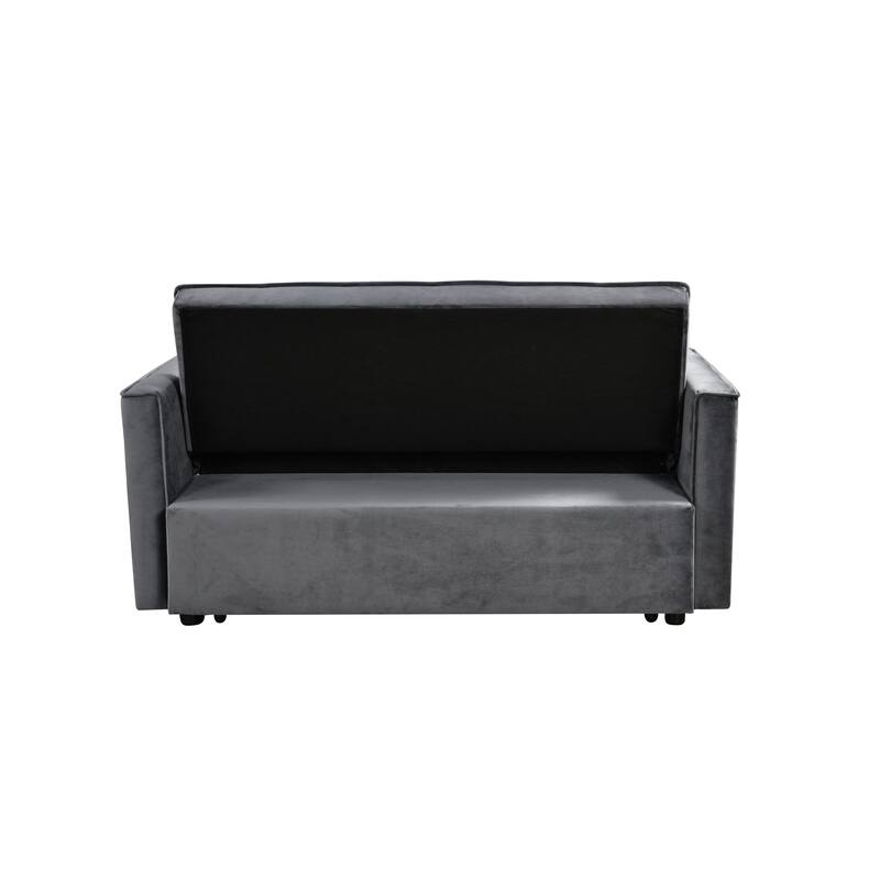52.75" Velvet 2-Seater Sleeper Sofa with Curved Back & Cotton Padding