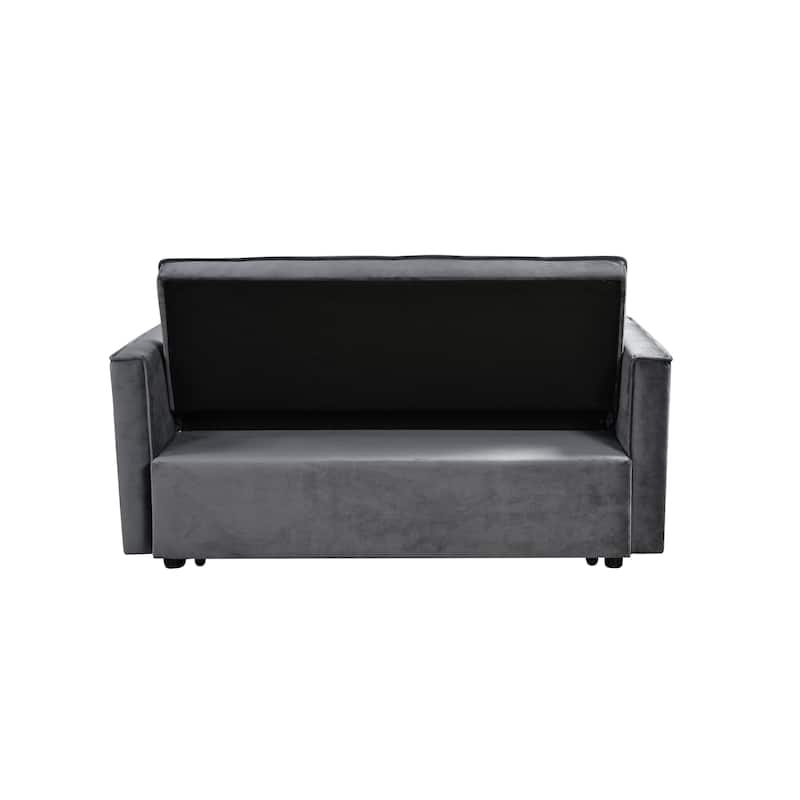 Velvet Sleeper Sofa Couch Pullout Bed, Loveseat Lounge Sofa with Reclining Backrest, Daybed with Toss Pillows & Pockets