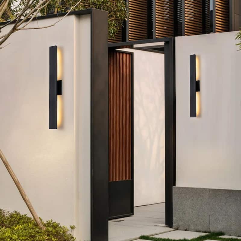 C Cattleya 2-Light Matte Black Aluminum LED Outdoor Wall Sconce