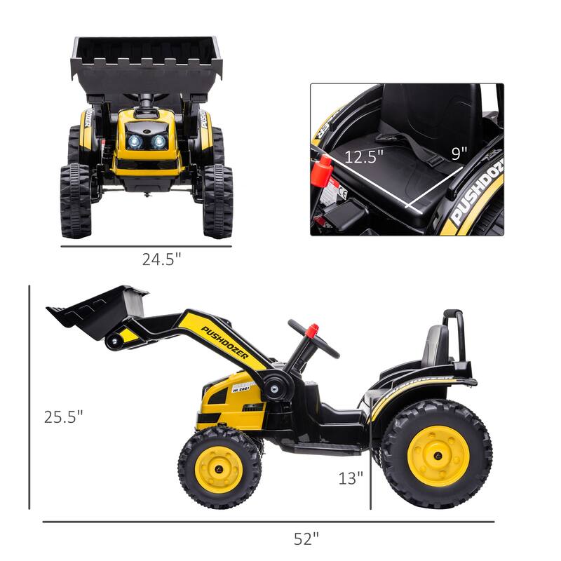 6V Kids Ride on Excavator, Bulldozer, Electric Construction Vehicle, Battery Powered Truck with Adjustable Bucket