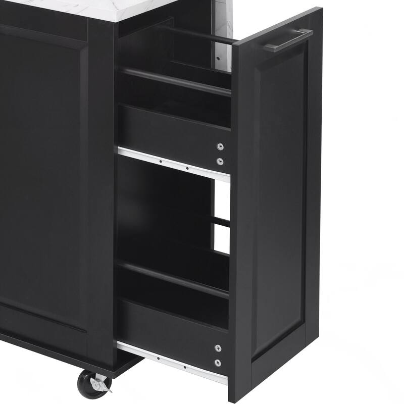 Kitchen Island with Storage Tilt Trash Can Cabinet and Pull Out Cabinet Organizer