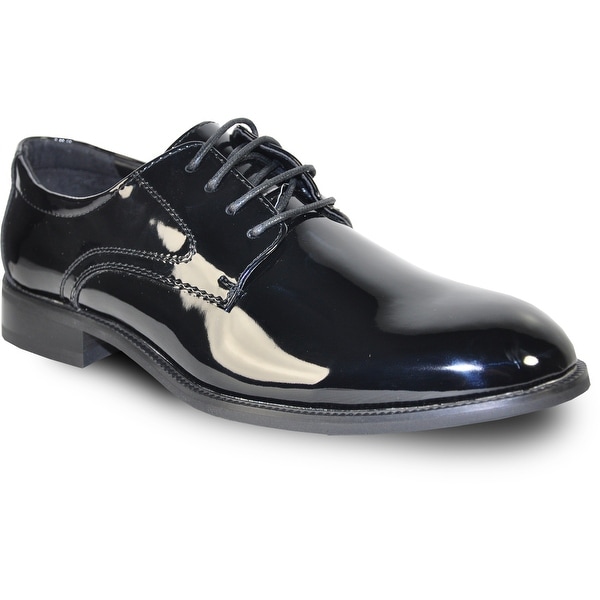 VANGELO Men Dress Shoe TAB Oxford Formal Tuxedo for Prom & Wedding Shoe Black Patent -Wide Width Available