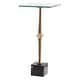 preview thumbnail 9 of 11, Antique Brass Square Glass Marble Pedestal Table Drink Table