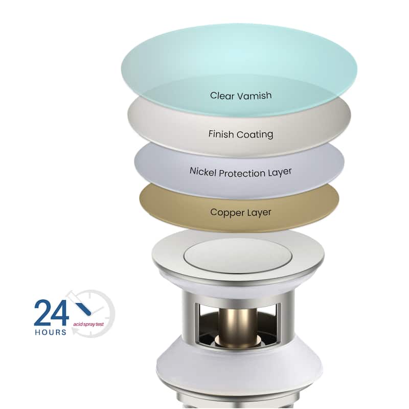 Bathroom Sink Pop Up Drain Stopper with 12" tailpiece, with Overflow