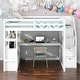 preview thumbnail 1 of 30, Full Size Loft Bed With Desk And Shelves,Two Drawers,Staircase White