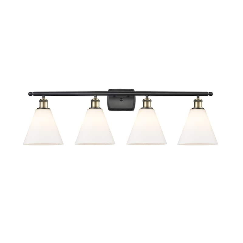 Innovations Lighting 516-4W-12-38 Berkshire Vanity Berkshire 4 Light - Black Antique Brass / Matte White