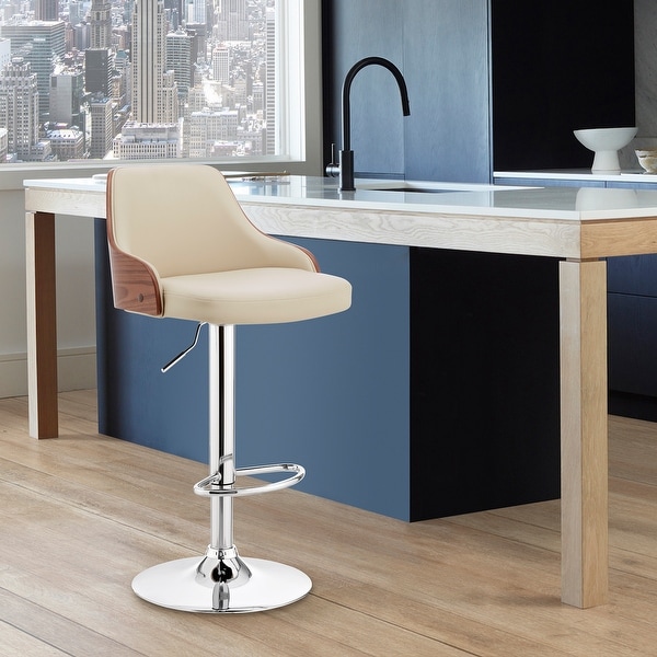 Faux leather and shop metal bar stool