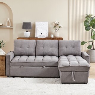 L-Shaped Sectional Sofa Convertible Pull out Sleeper Sofa Bed Reclining ...