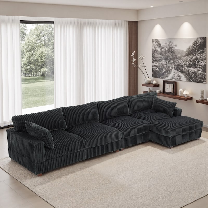 Oversized Plush Modular Sectional Sofa Couch with Ottoman