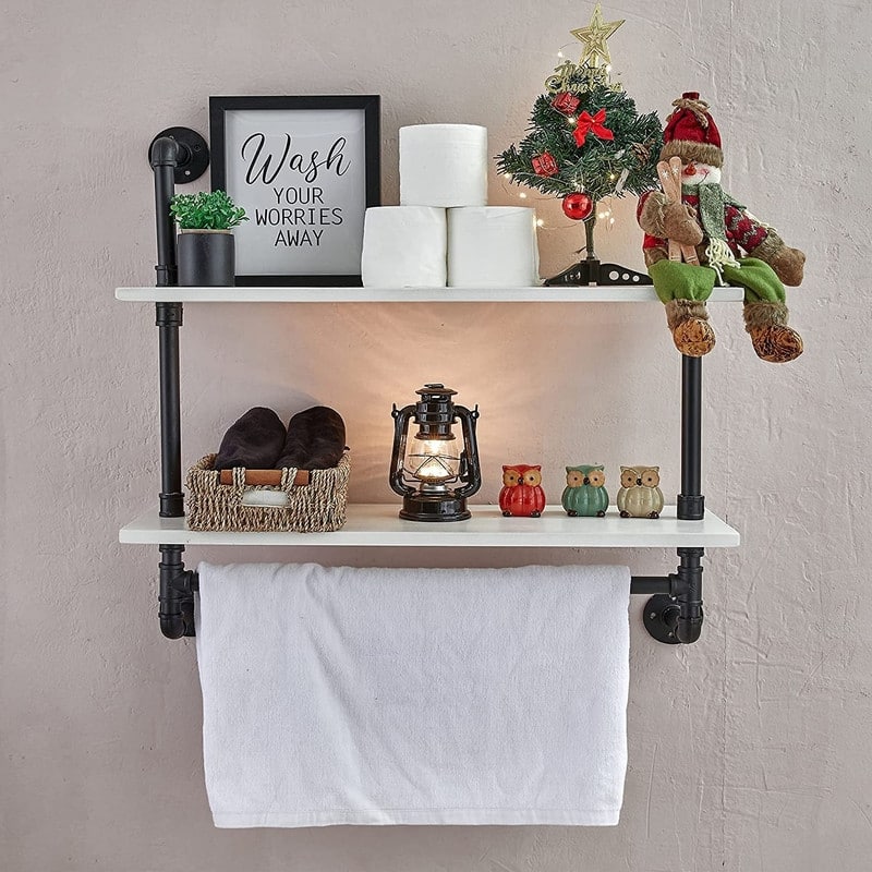 Industrial Pipe Shelves Shelving - 9.85"D x 30"W x 29"H - 30inch 2 tier