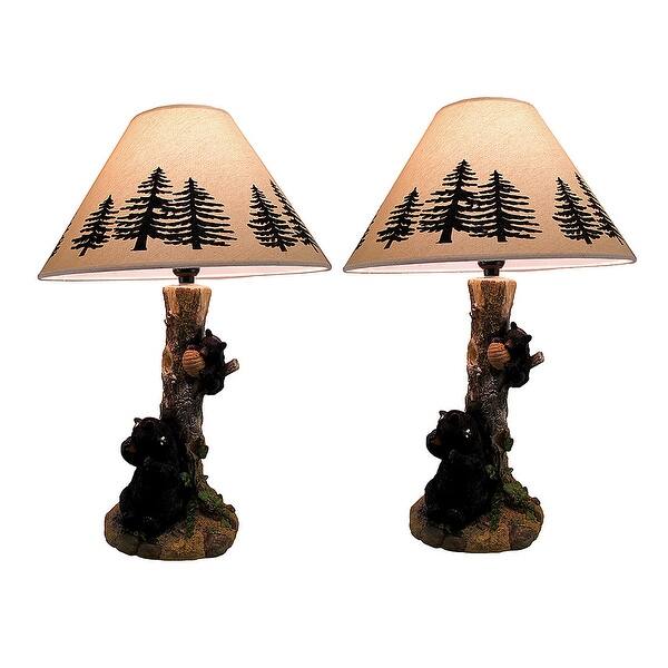 Shop Rustic Black Bears in a Honey Tree Table Lamp Set of ...
