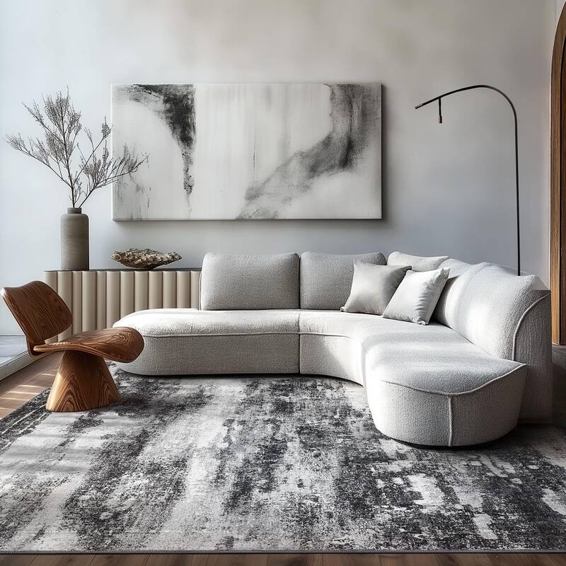 Mcow Modern Abstract Dark Soft Polyester Area Rug