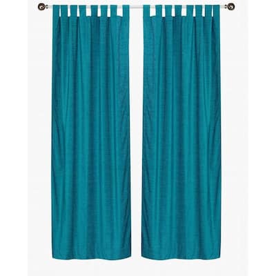 Turquoise Tab Top Velvet Curtain / Drape / Panel - Piece