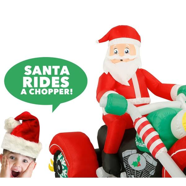 Shop Holidayana 8 Ft Inflatable Christmas Santa On A Motorcycle