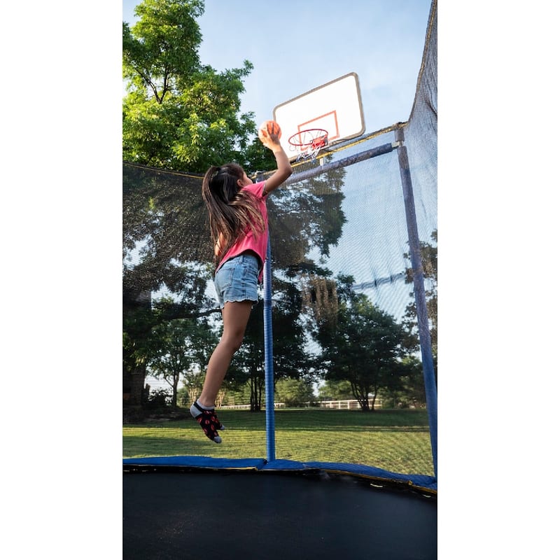 10x15 ft Oval Trampoline with Basketball Hoop - Heavy-Duty Frame, Responsive Bounce & Full Enclosure System - 15