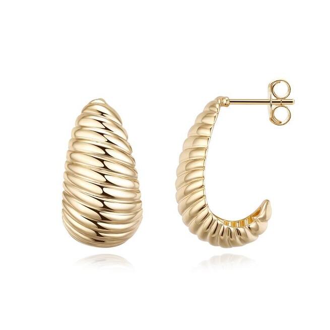 Victoria Townsend Gold Plated Stripe Dome Earrings - Yellow