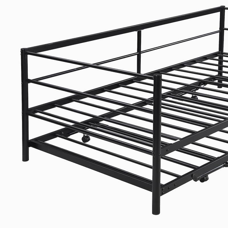 Twin Size Metal Daybed with Adjustable Trundle