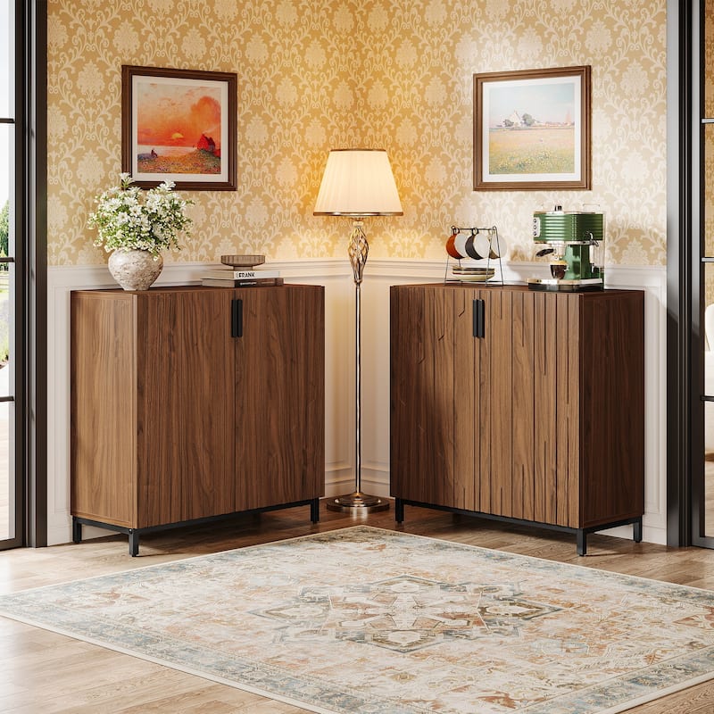 59" Sideboard Buffet Cabinet, Fluted Modern Buffet Table