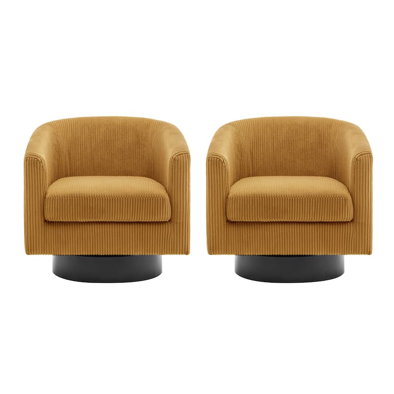 Corduroy Upholstered Swivel Barrel Chair (Set of 2)