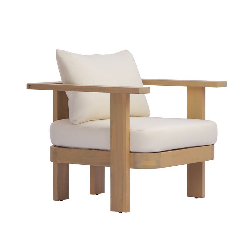 Christopher Knight Home - Elma Outdoor Acacia Wood Patio Conversation Set with Slatted Coffee Table & Cushions