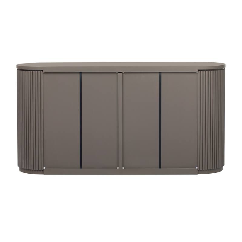 Vertical Striped Door Storage Cabinet with Metal Handles Adjustable,for Living Room