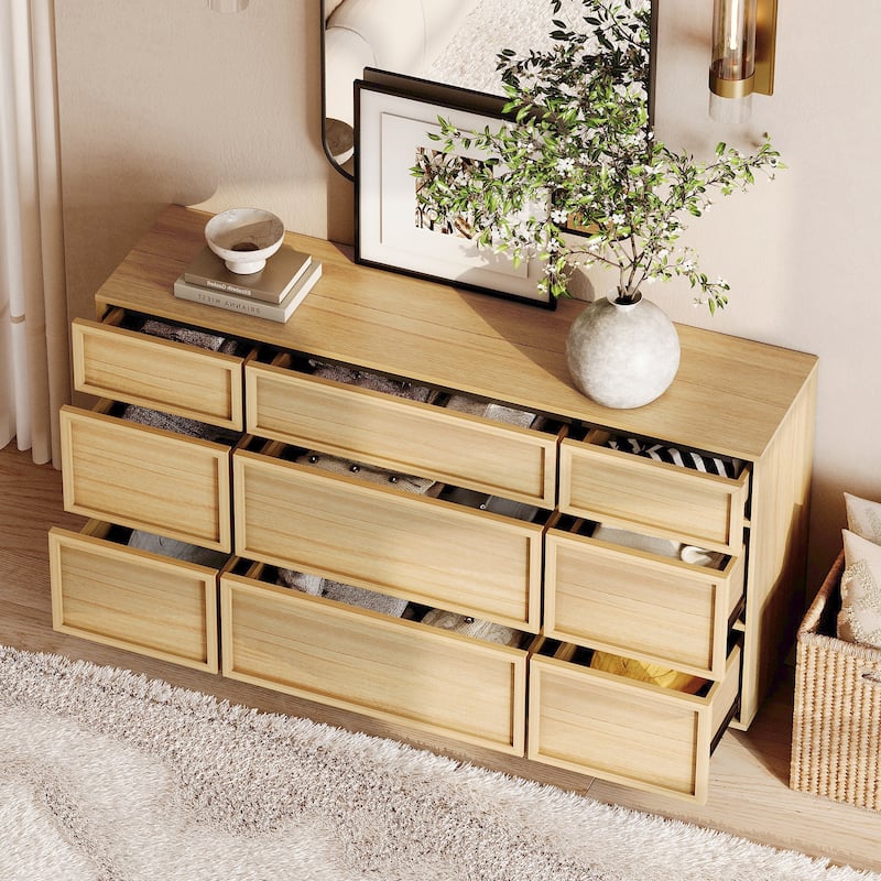 WAMPAT Modern TV Stand, Entertainment Center with T-Shaped Legs, Media Console Table with Storage Drawers