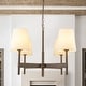 preview thumbnail 2 of 9, 29.5 in. Modern Classic Distressed Antique Brass 4-Light Chandelier with Light Brown Linen Cone Shade for Living & Dining Room