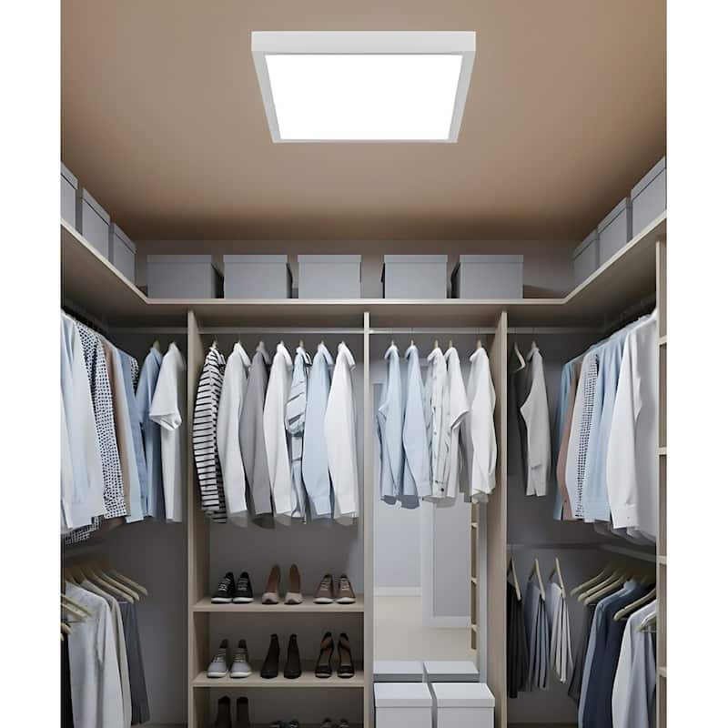 13"w 1-Light Square Low Profile LED Flush Mount Light White Acrylic Finish, RP Lighting