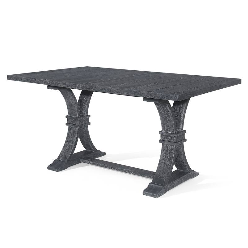 Christopher Knight Home - Rustic Extendable Dining Table with Rubberwood X-Frame Base and Extension Leaf