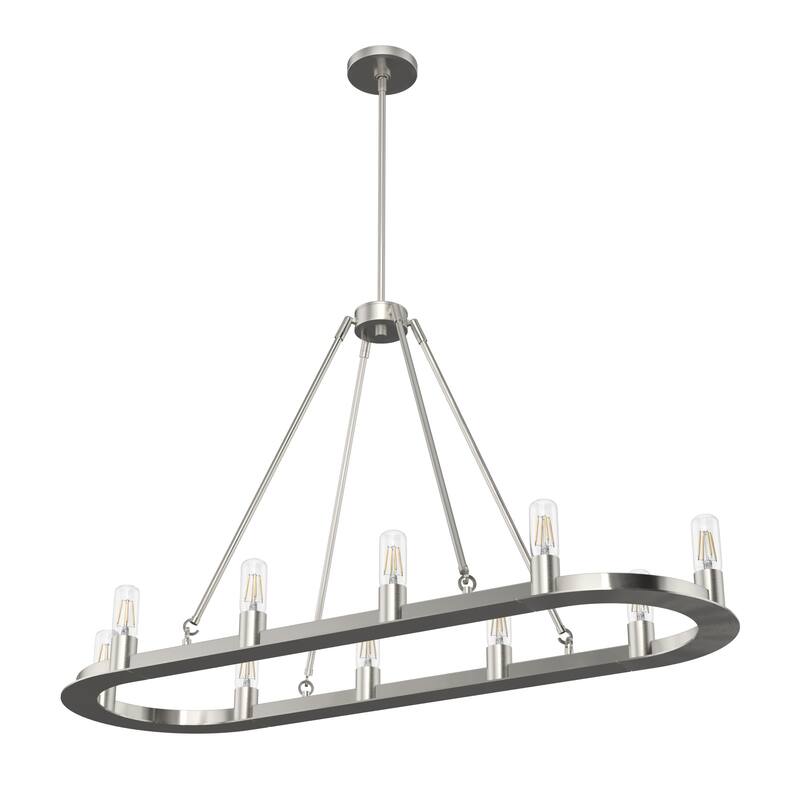 Hunter Saddlewood 10-Light Linear Chandelier - Dining Room, Island - Transitional, Contemporary, Modern Industrial, Farmhouse